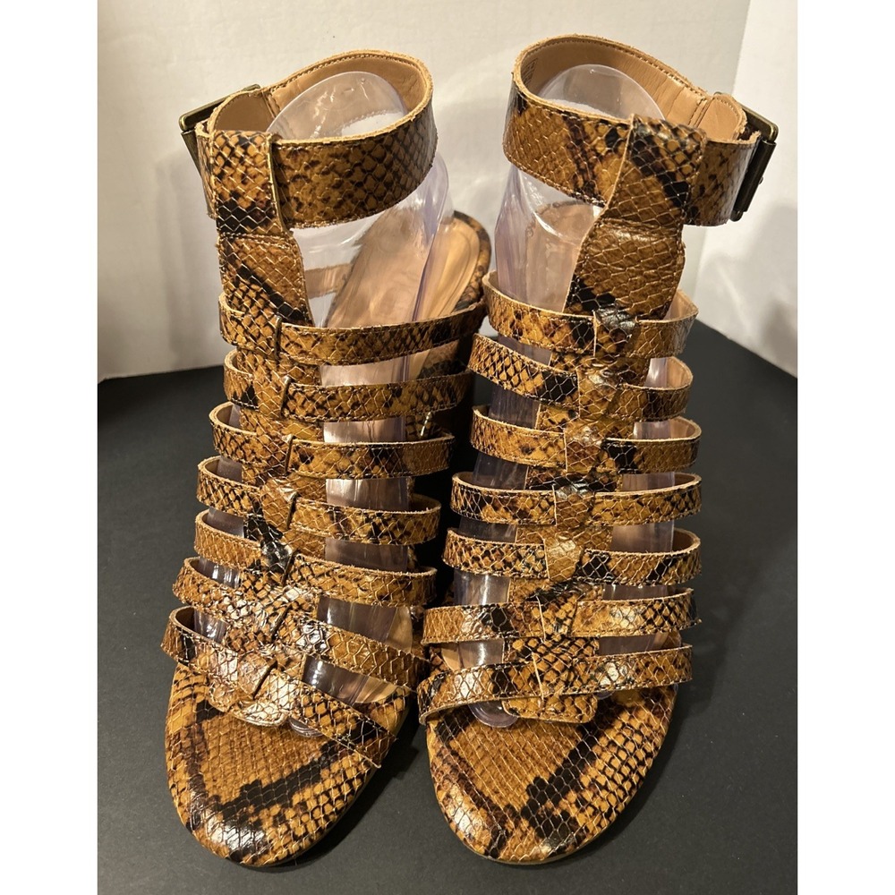 Vionic Sami Boa Espresso Brown Snakeskin Strappy Sandals Ankle Strap Size 9